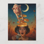 Carte Postale Surprised Breakfast Pancakes Coffee Pink Cow (Devant)