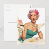 Carte Postale Surprised Retro Glamour Lady (Devant / Derrière)