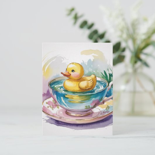 Carte Postale Surreal Adorable canard dans une tasse (Debout devant)