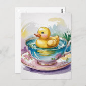 Carte Postale Surreal Adorable canard dans une tasse (Devant / Derrière)