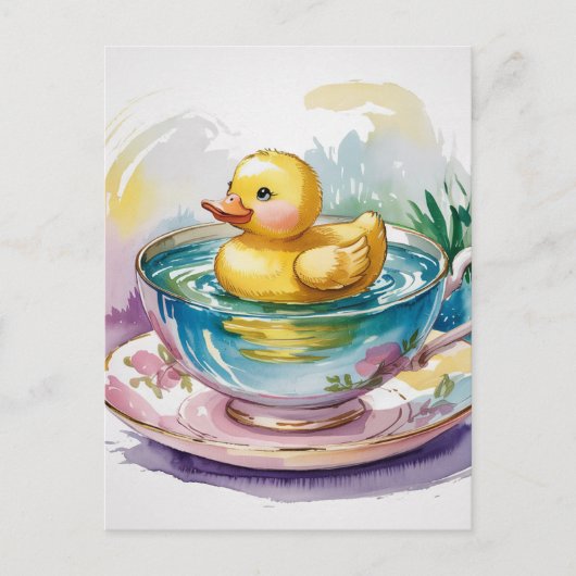Carte Postale Surreal Adorable canard dans une tasse (Devant)