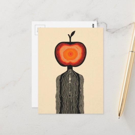 Carte Postale Surreal Apple Person (Devant/Arrière en situation)