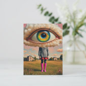 Carte Postale surreal art head in the clouds eyeball (Debout devant)