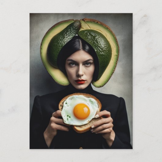 Carte Postale Surreal Avocado Toast et oeuf Breakfast femme (Devant)
