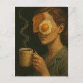 Carte Postale Surreal Breakfast Femme Toast Egg et café (Devant)
