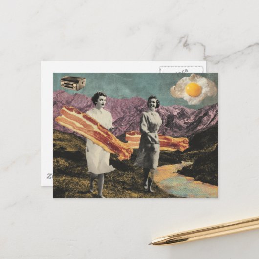 Carte Postale Surreal Breakfast Femmes Sunny Side Up Oeuf (Devant/Arrière en situation)