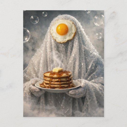 Carte Postale Surreal Breakfast pancakes and eggs bubble ghost  (Devant)