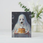 Carte Postale Surreal Breakfast pancakes ghost with coffee (Debout devant)