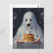 Carte Postale Surreal Breakfast pancakes ghost with coffee  (Devant / Derrière)