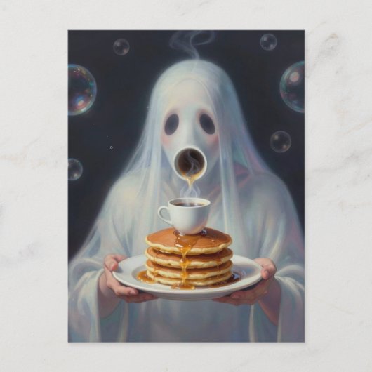 Carte Postale Surreal Breakfast pancakes ghost with coffee  (Devant)