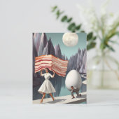 Carte Postale Surreal Breakfast Personnes Oeuf géant et bacon (Debout devant)