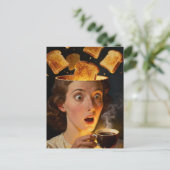 Carte Postale Surreal Breakfast Toast and Coffee Woman  (Debout devant)
