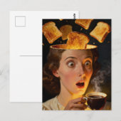 Carte Postale Surreal Breakfast Toast and Coffee Woman  (Devant / Derrière)