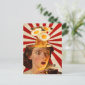 Carte Postale Surreal Breakfast Toast and Coffee Woman Red White (Debout devant)