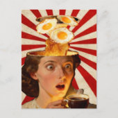 Carte Postale Surreal Breakfast Toast and Coffee Woman Red White (Devant)