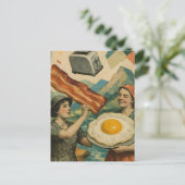 Carte Postale Surreal Breakfast Woman Bacon and Eggs Toaster (Debout devant)