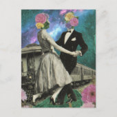 Carte Postale Surreal Dancing Flower People et train (Devant)