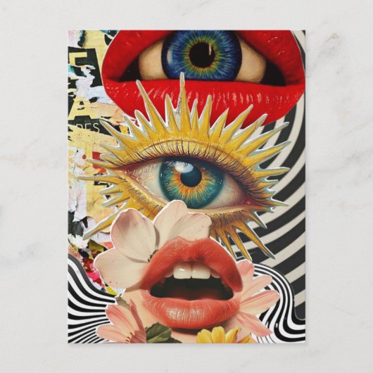 Carte Postale Surreal eyes and lips Postcard (Devant)
