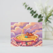 Carte Postale Surreal Lady Baignade dans un plat de casserole (Debout devant)