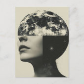 Carte Postale Surreal Moon Personne Collage Abstrait (Devant)