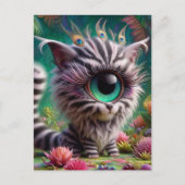 Carte Postale Surreal One Eyed Zebra Kitty Peacock Eyelashes (Devant)