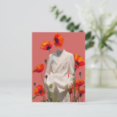 Carte Postale Surreal Person et Fleurs rouges Collage multimédia (Debout devant)