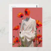 Carte Postale Surreal Person et Fleurs rouges Collage multimédia (Devant / Derrière)