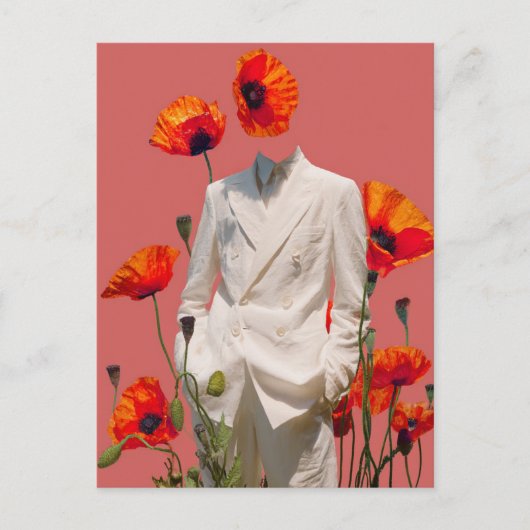 Carte Postale Surreal Person et Fleurs rouges Collage multimédia (Devant)
