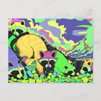 Carte postale Surreal Psychedelic Raccoon Art