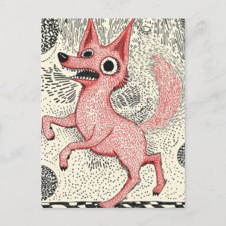 Carte Postale Surreal Red Fox Illustration - Quirky Indie art