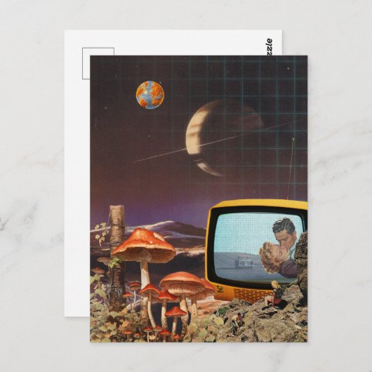 Carte Postale Surreal Retro Futurism Space Collage Art (Devant / Derrière)