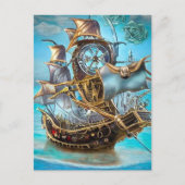 Carte Postale Surreal Steampunk Gold Trim Ship (Devant)