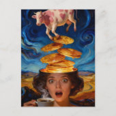 Carte Postale Surreal Surprised Breakfast Pancakes Coffee Cow (Devant)