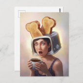 Carte Postale Surreal Toaster Head Breakfast Femme (Devant / Derrière)