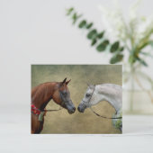 Carte Postale Surreal two horses painting. (Debout devant)
