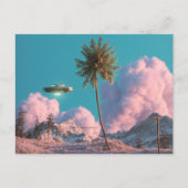Carte Postale Surreal UFO and Palm Tree Mountain Scene (Devant)