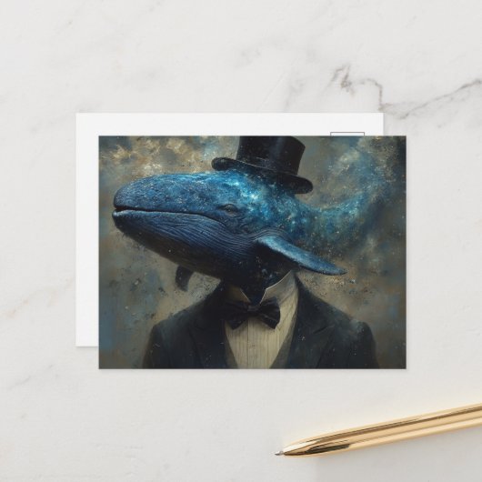 Carte Postale Surreal Whale in a Suit (Devant/Arrière en situation)