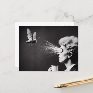 Carte Postale Surreal Woman et Bee Morning Coffee