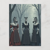 Carte Postale Surreal Women With Zebra Heads in Forest (Devant)