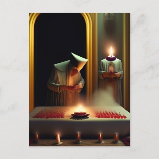 Carte postale surréaliste de rituel étrange (Devant)