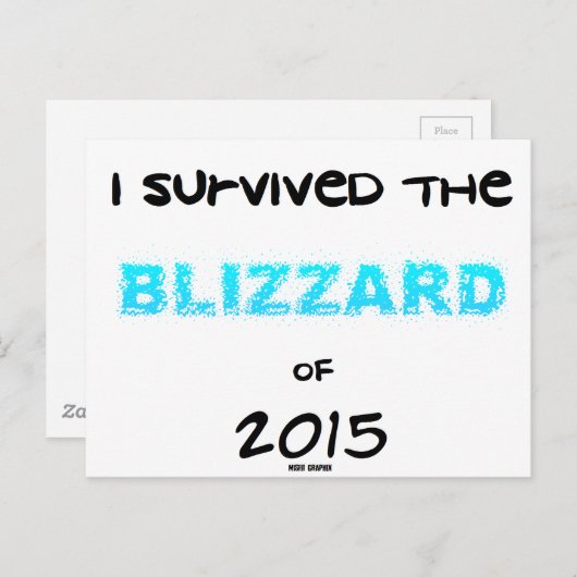 Carte Postale Survécu au Blizzard 2015 (Devant / Derrière)