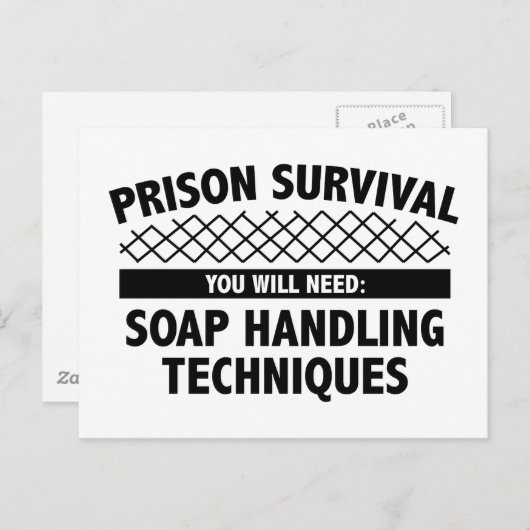 Carte Postale Survie en prison (Devant / Derrière)