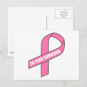 Carte Postale Survivant de 20 ans (Cancer du sein - Ruban rose) (Devant / Derrière)