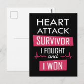 Carte Postale Survivant de l'attaque cardiaque, je me suis battu (Devant / Derrière)