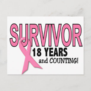 Carte Postale SURVIVANT DU CANCER DU SEIN 18 ans & comptage