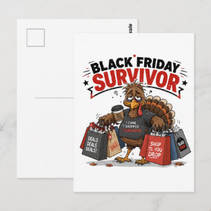 Carte Postale Survivant du vendredi noir Dinde Shopping Humour d
