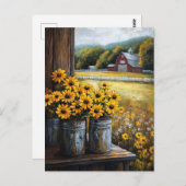 Carte Postale Susan rustique à l'oeil noir en ciseaux (Devant / Derrière)