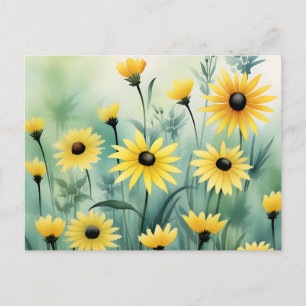 Carte Postale Susans Jaune Noir sur Arrière - plan Vert
