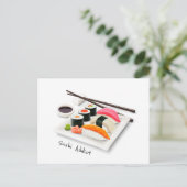 Carte Postale Sushi addict cuisine japonaise mignonne (Debout devant)