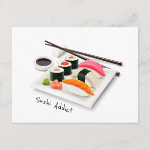 Carte Postale Sushi addict cuisine japonaise mignonne